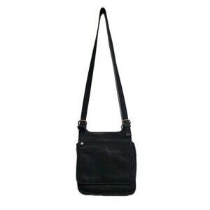 FOSSIL Black Leather Crossbody Saddle Bag Purse